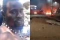 Collage photo of Kassim Abdi Sebo and chaos in Homa Bay town.